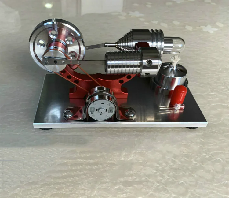 Stirling Engine Microengine Steam Engine Hobby Generator Model Boys Birthday Gifts Physical Experiment Interest Cultivation - Color: Red