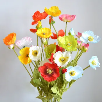 Special Offer Imitation Flowers Corn Poppy Wedding Hall Decoration Fake Floral Home Studio Set Artificial 4 Head Poppy