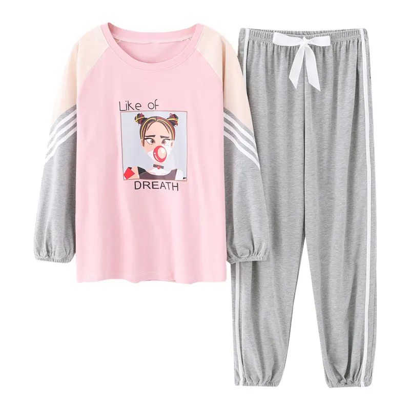 

New Chinese Pajamas Casual Style Minimalist Spring Pajamas Set Homesuit Homeclothes Fashion Style Sweatpant Crew Neck Sleepwear