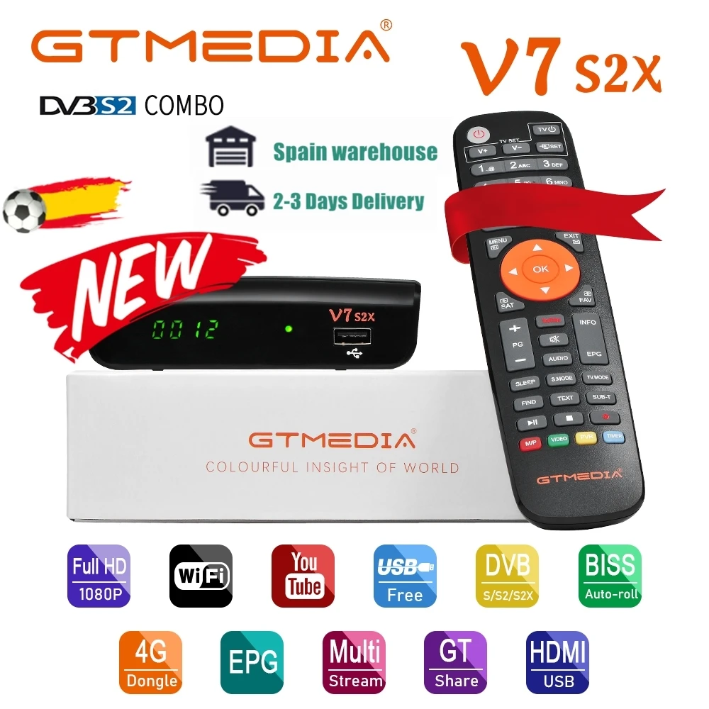 GTMEDIA V7 S2X HD DVB-S/S2/S2X AVS + VCM/ACM/multi-stream/T2MI BISS auto roll Full PowerVu DRE &amp Biss key | Электроника