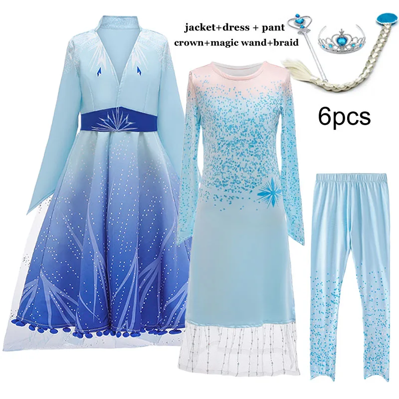 Frozen Elsa Girl Princess Dress Winter Baby Clothes Kids Halloween Party Cosplay Costume Children Anna 3 to 12Y | Детская одежда и