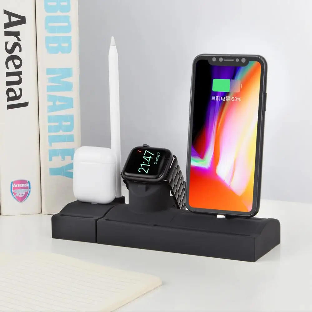 Besegad Stazione Di Ricarica Per Caricabatterie Dock Dock Per Iwatch Series 2 3 4 5 Iphone 8 X Xr Xs 11 Max Apple Pencil Watch Gadget