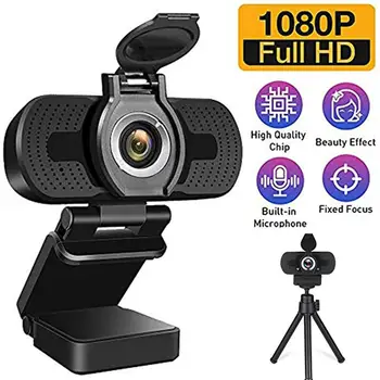 

Webcam Full hd 1080P Live Video Webcam With Cover ABS Optical Lens USB Plug And Play web camera With Microphone