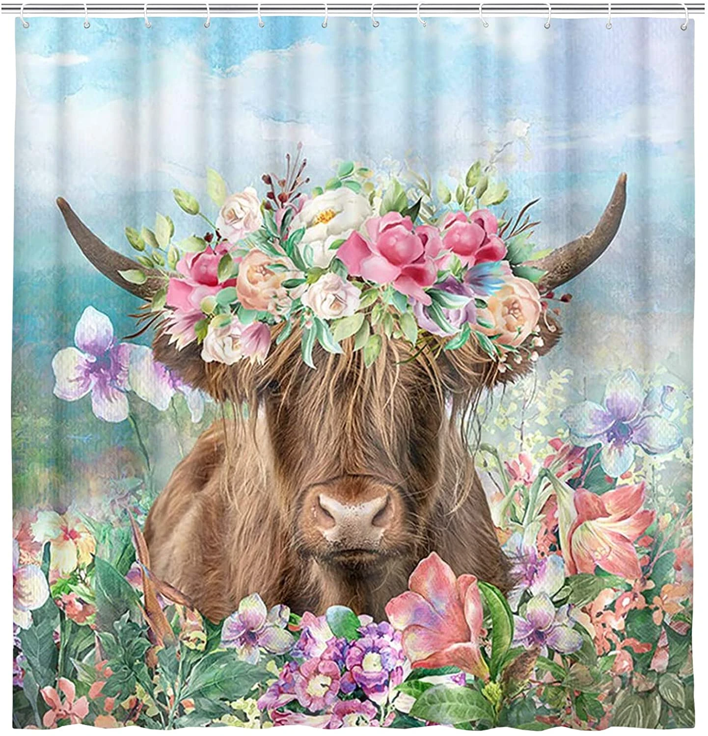 Funny Highland Cow Shower Curtain For Bathroom
