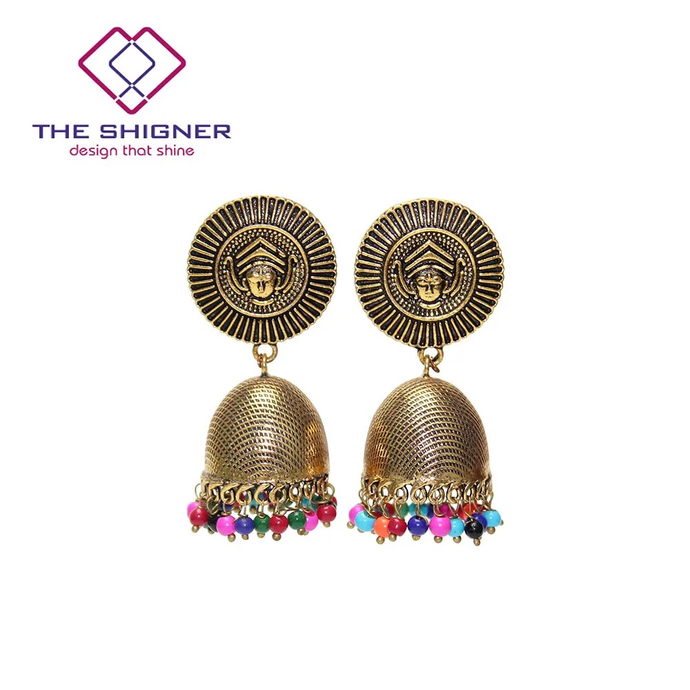 THE SHIGNER античные этнические индийские Золотые птичьи клетки Jhumka Jhumki серьги индийские классические племенные традиционные висячие серьги ювелирные изделия