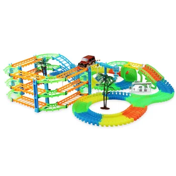 

Connect 2 Type Railway Magical Racing Track Play Set Diy Bend Flexible Race Track Electronic Flash Light Car Toys For Children,C