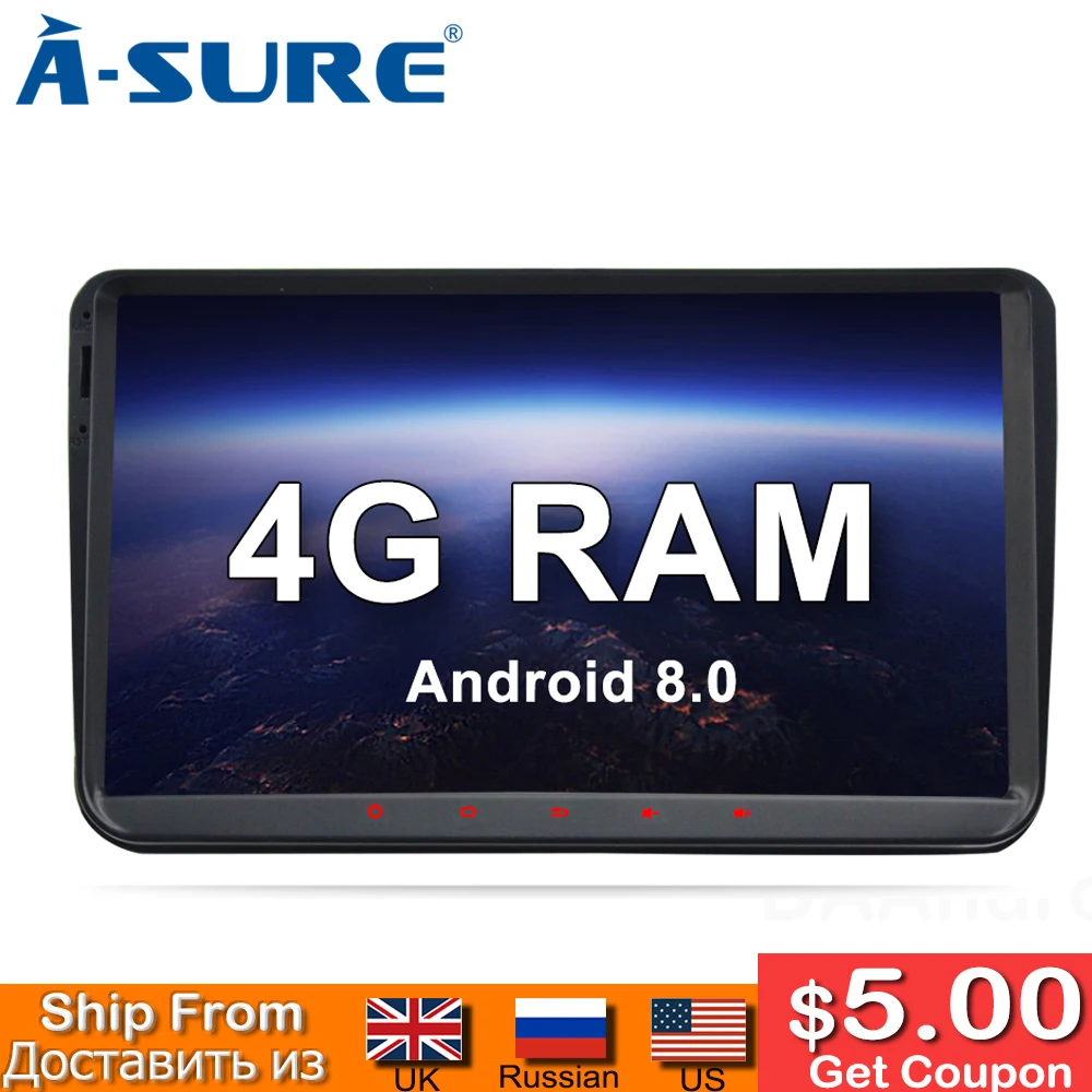 

A-Sure 8 core 4GB RAM Android 8 Radio GPS DVD Navi For Volkswagen VW Tiguan Polo Golf 5 6 Passat Caddy Transporter Touran Sharan