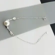 Серебряный браслет из стерлингового серебра 925 пробы с круглой жемчужиной 6-8 мм, ювелирные изделия из серебра с радужными цветами жемчуга Рождественский подарок