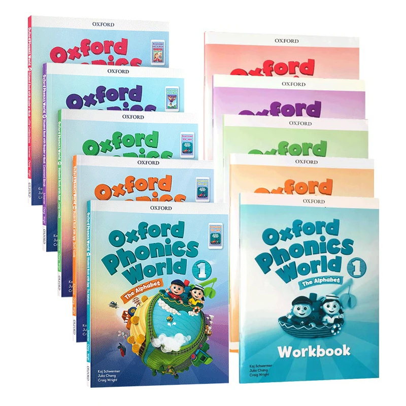 US $120.95 Educational Toys for Children English Teaching Oxford Phonics World 5 Reading Books 5 Workbooks Books for Children Montessori