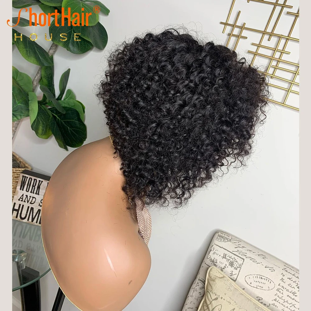 Deep Curly Side Parting Wigs 13x4 Lace Front Wigs For Women Human Hair Brazilian Short Curly Bob Wig Pre Plucked Invisible Lace