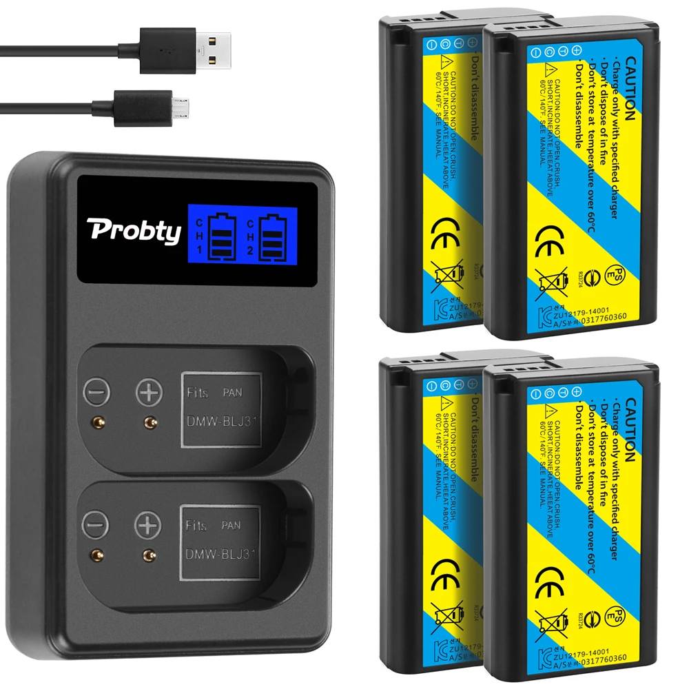 4X3500Mah Dmw-Blj31 Dmw Blj31 Batteria + Lcd Usb Dual Charger Per Fotocamere Mirrorless Panasonic Lumix S1, S1R ,S1H, Lumix Serie S