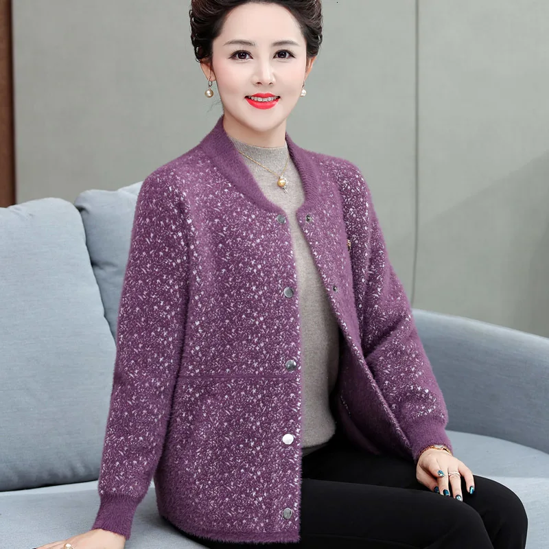 

New Autumn Winter Women Single Breasted Oversized Loose Cardigans High Quality Mon Casual O-neck Knitting Sweater Jacket Coat