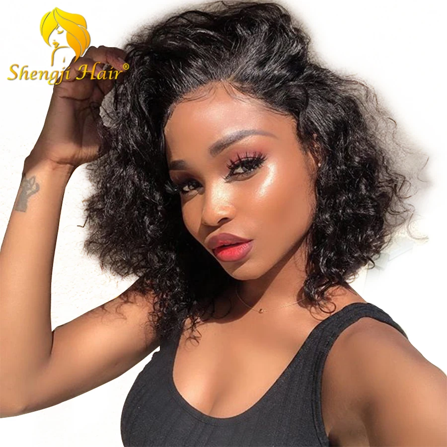 

Curly Short Bob Wig Lace Front Human Hair Wigs For Black Women 13x6 Fake Scalp Brazilian Remy Hair Lace Front Wig Shengji Hair