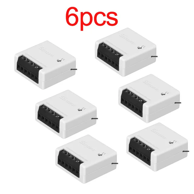Sonoff mini 6pcs 1/2/3/5/6/8/10 шт. Sonoff мини Two Way интеллигентая(ый) Wi-Fi для переключателя «сделай сам» Умный дом автоматизации Дистанционное Управление переключатели работать с Alexa - Комплект: Sonoff mini 6pcs