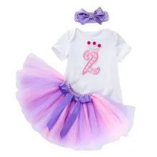 

2 Year Baby Clothing Girls Clothes Children Clothing Summer Party tutu Kids Dresses for Girls Birthday Outfits with Headband