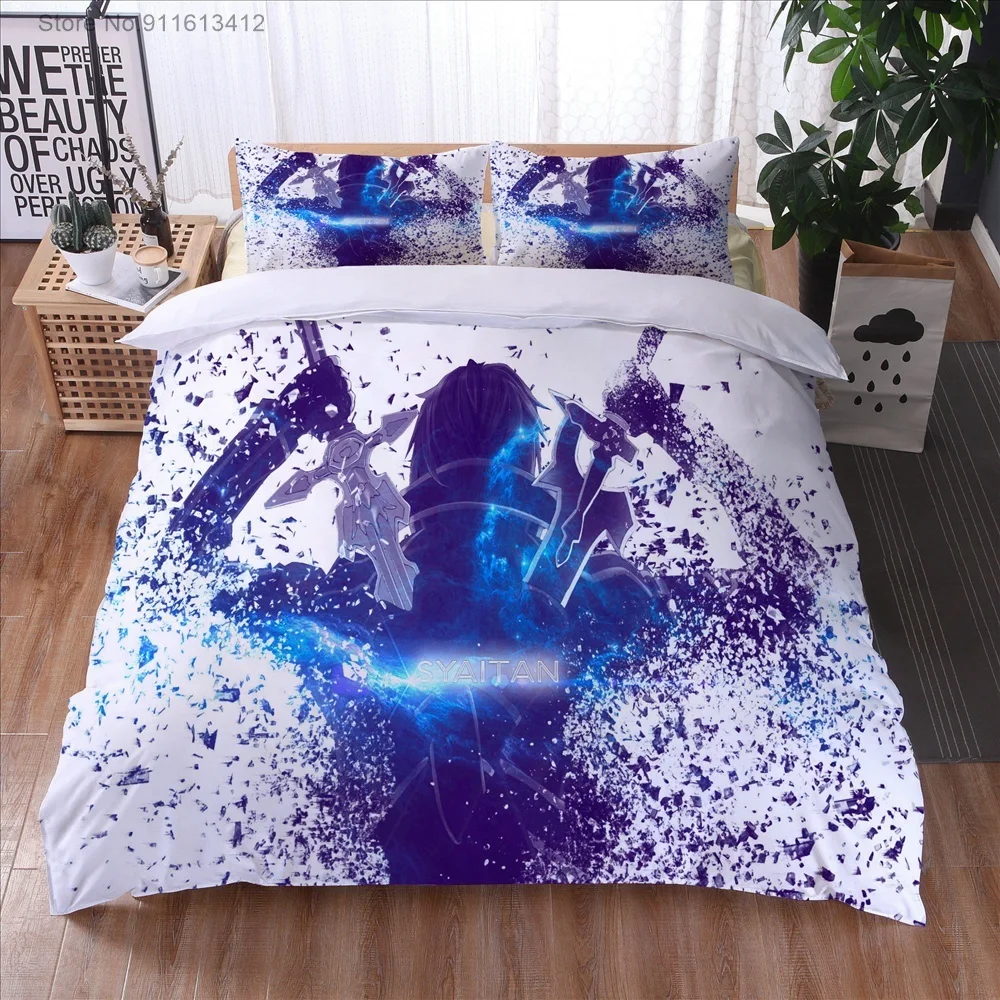 Anime Sword Art Online High Quality 3D Printed Pattern Duvet Cover with Pillow Cover Bedding Set Anime Bed Set Bedroom Luxury 