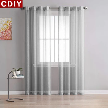 

CDIY Solid White Tulle Curtains For Living Room Bedroom Kitchen Yarn Sheer Curtains Voile Curtains Window Treatments Finished