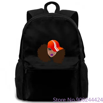 

Black Wo with Natural Hair Afro Puffs Brand Harajuku Hipster Female women men backpack laptop travel school adult