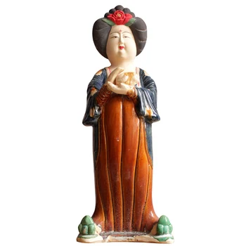 

Classical Chinese Ceramic Doll Tang Dynasty Fat Girl Statue Beautiful Women Sculpture Decorations For Home R3161