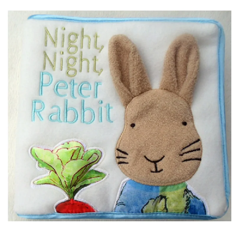 English Embroidery Rabbit Cloth Baby Early Education Kids Book Ring Paper Book Peter Rabbit Soft Thicken Scene Story Book  Gift