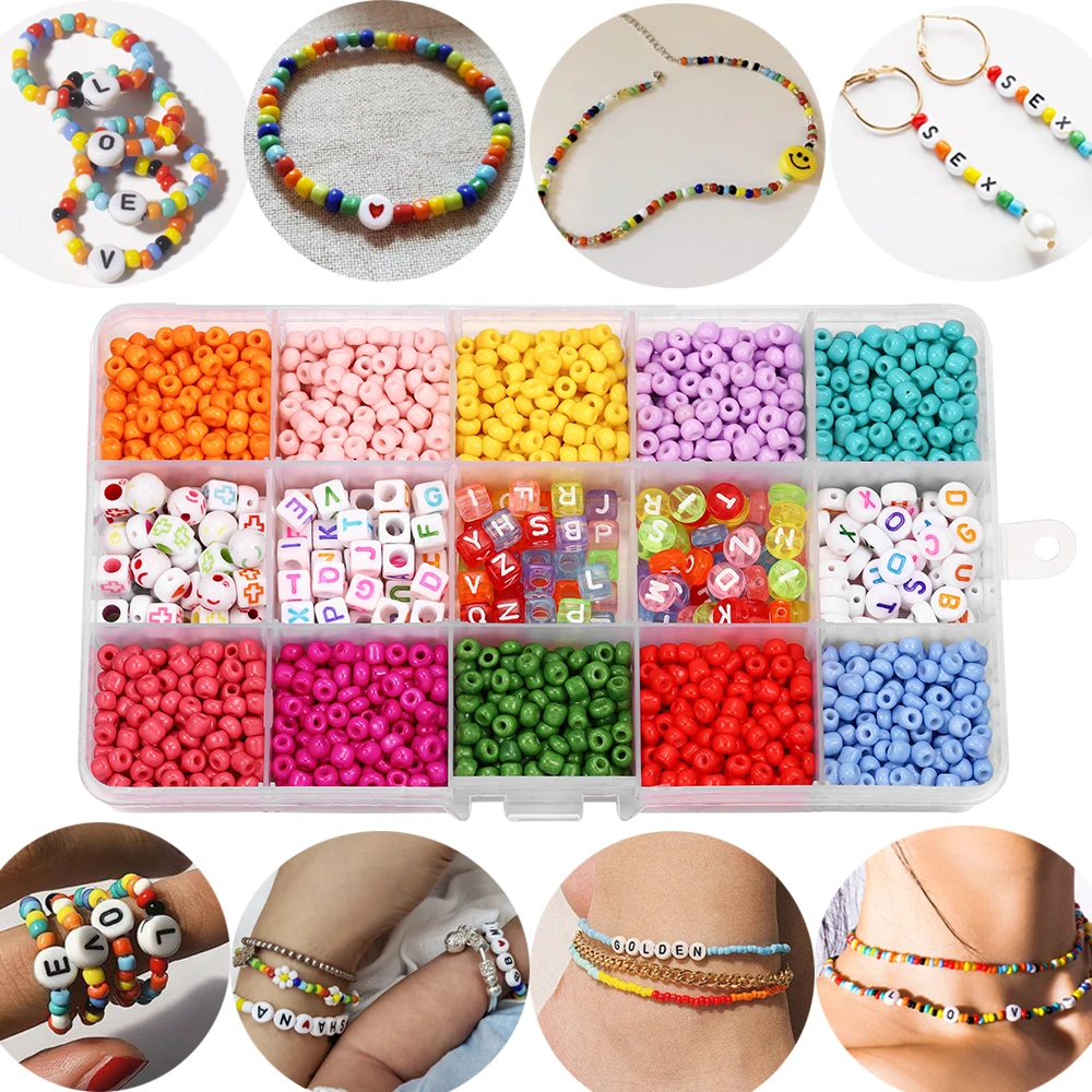 

2020pcs Colorful Popular Bracelet Letter Heart Beads and Elastic Thread Jewelry Making Supplies Kits For DIY Earring Making Kits