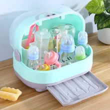 Anti Dust Baby Bottles Storage Box Drying Rack Plastic Tableware Dry Case Cleaning Dryer Drainer Storage Container