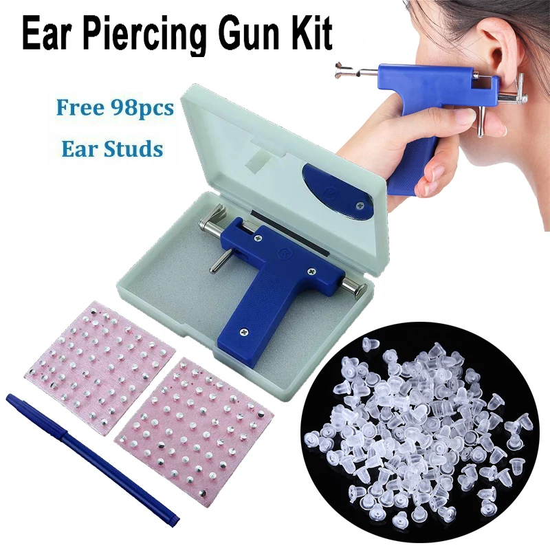 Pro Ear Piercing Gun with 98pcs Studs Kit Tool Set Ear Nose Navel Body