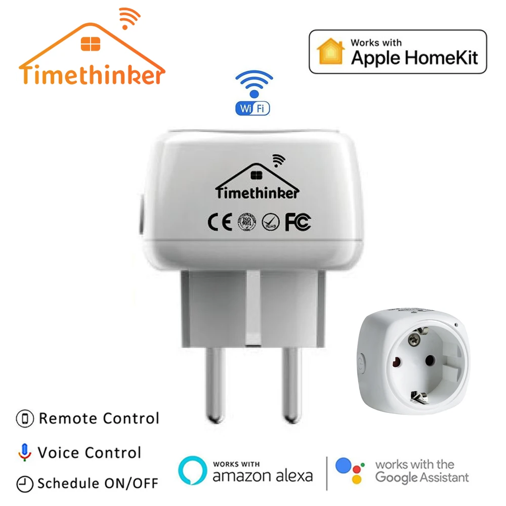 Baratos Timethinker Smart WiFi Socket para Apple Homekit inteligente EE. UU. Enchufe de la UE para Alexa Google Home Siri voz APP temporizador Control remoto