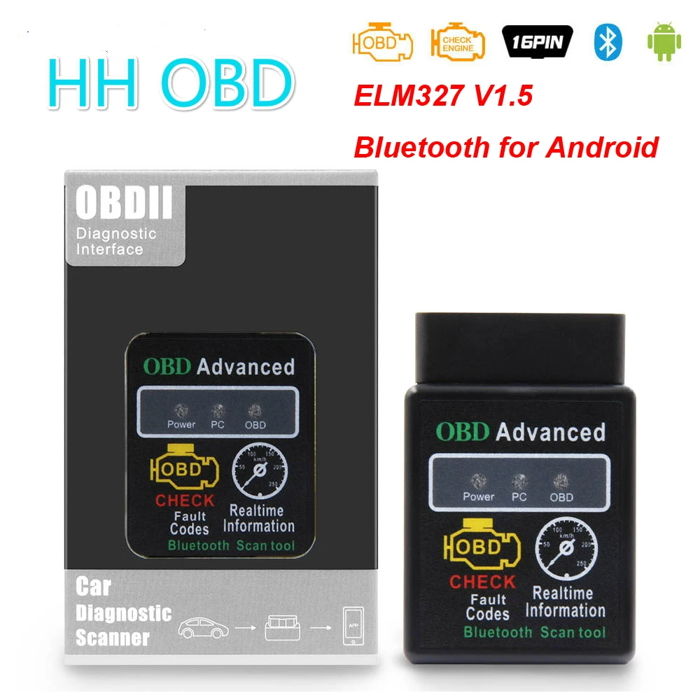 

ELM 327 V1.5 HH OBD for Android Obd2 Auto Scanner Automotriz Bluetooth Car Diagnostic Tool Elm327 V1.5 Code Reader OBD 2 Scanner