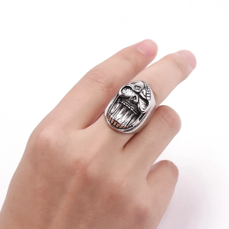 

Multi Function Skull Ring for Men Bottle Opener Stainless Steel Skeleton Gothic Biker Punk Vintage Scar Jaw Male Alliance