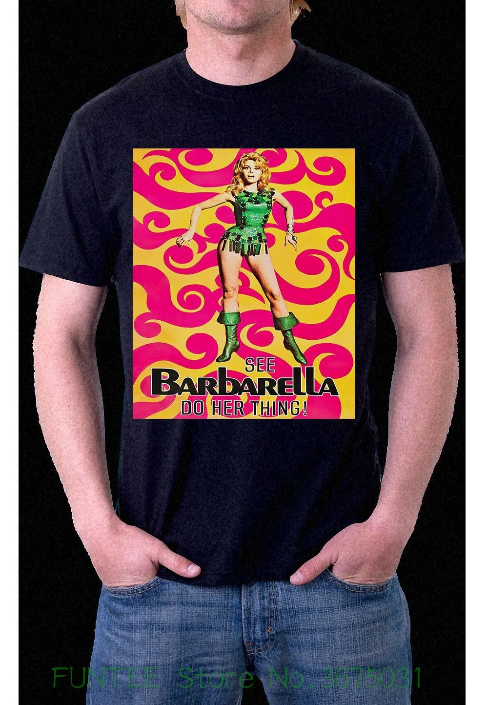 Футболка топы летняя крутая забавная футболка Barbarella See Do Her Thing Jane Fonda черная S M L Xl
