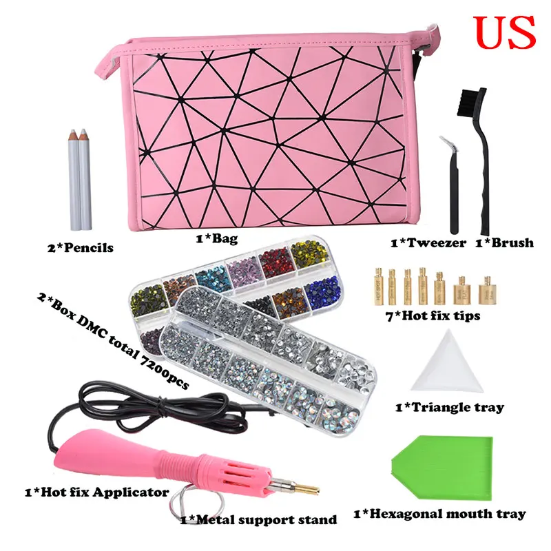 tailoring marker pencil Fast Heated 7200Pcs Hotfix Rhinestone Set/Hotfix Applicator Set Iron-on Wand Heat-fix Tool Gun Hot Fix Rhinestones Glass Diamond dressmaking supplies Fabric & Sewing Supplies