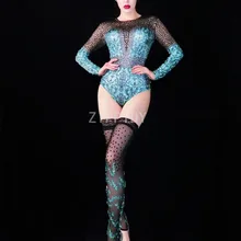 Модные черные, Синие стразы, боди, леггинсы, Женская Одежда для танцев, певицы, вечерняя одежда, наряд для выпускного, сцены, бара, дня рождения, празднования