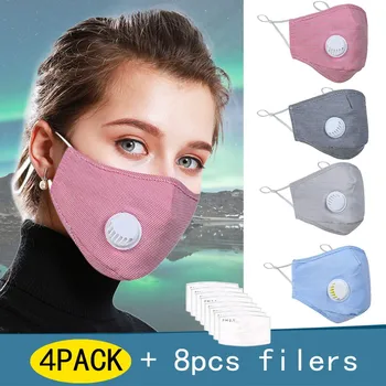

4PCS Reathing Anti-Fog Masks Adult Washable Replacement Filter Mask Reuseable Face Mask Mouth Mask Washable Face Mouth Mas