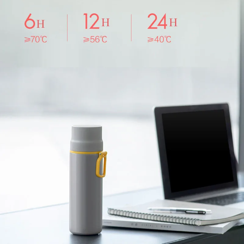 Термос-чашка Xiaomi Mijia, 450 мл, вакуумные чашки из нержавеющей стали, бутылка-термо, кружка, 24 часа, колба, термос для воды, для улицы, дома