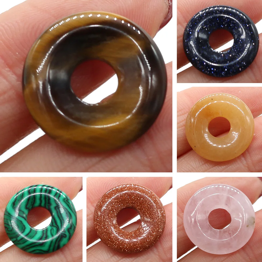 

10pcs/lot Natural Stone Bead Big Hole Natural Tiger Eye Stone Malachites Loose Bead for Making Jewelry Necklace Size 18mm