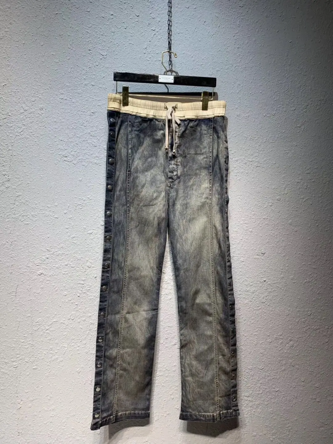 Серый 19ss Owen Seak мужские джинсы хлопок готический Разрушитель мужская одежда осенние прямые мужские однотонные джинсы брюки - Цвет: Серый