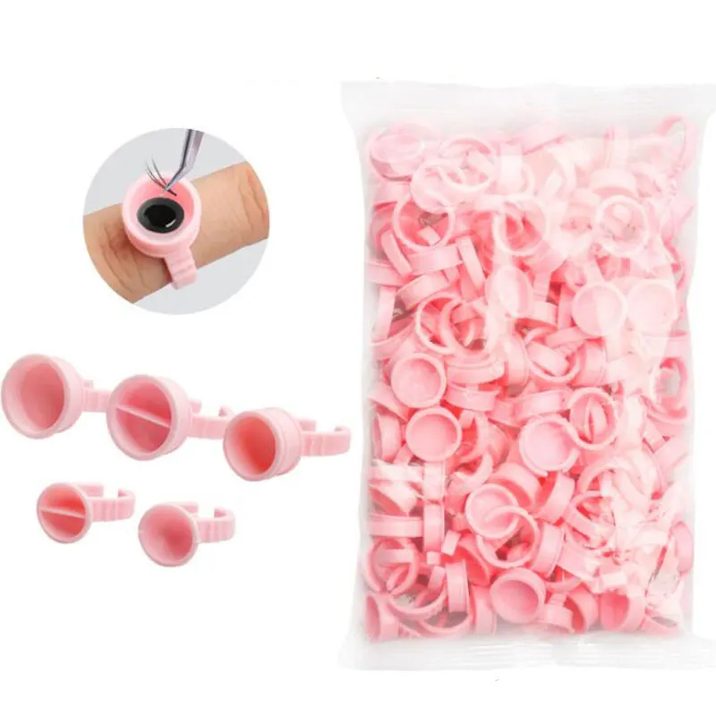 100pcs Disposable Glue Ring Eyelash Extension Glue Cup Container