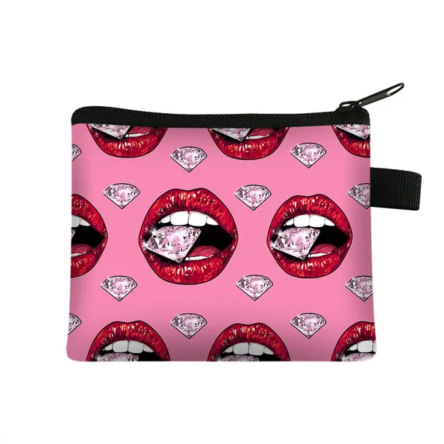 Monedero con estampado 3D de labios rojos para mujer, Mini tarjetero portátil para chica, bolsa de monedas de para compras|Monederos| - AliExpress