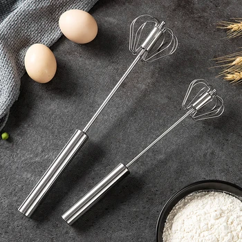 

Hot Sale Semi-automatic Mixer Egg Beater Manual Self Turning Stainless Steel Whisk Hand Blender Egg Cream Stirring Kitchen Tools