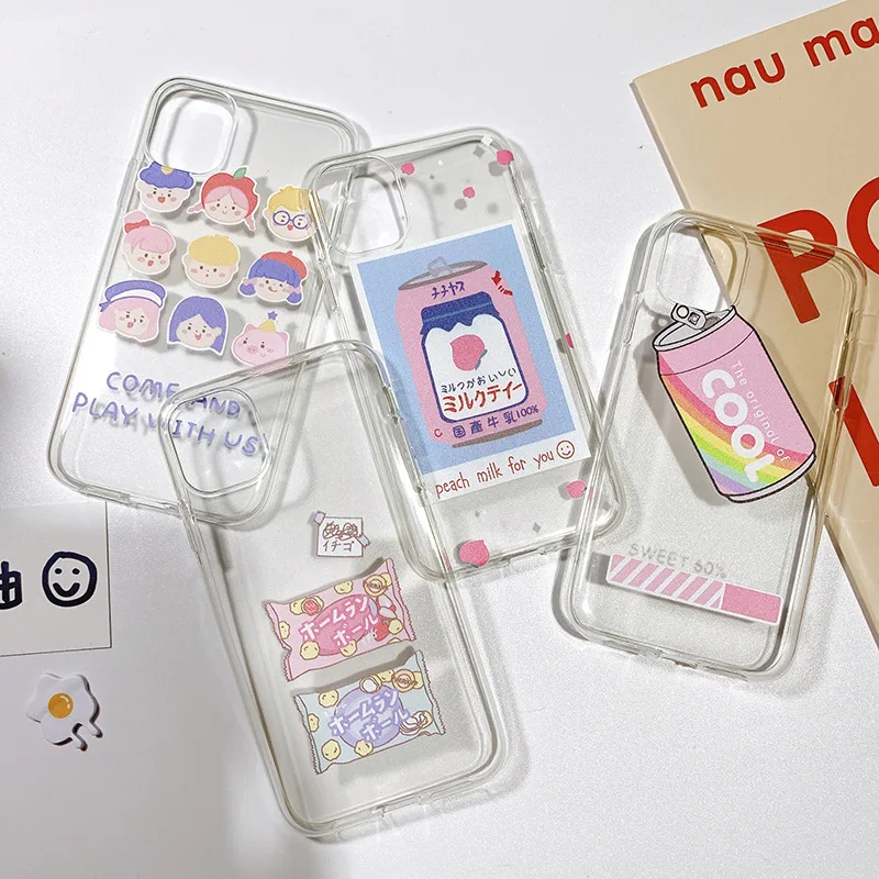 

Sweet peach Soda candy milk tea Cute Phone Case For iPhone 11 Pro Max Xr Xs Max X 7 7 Plus 8 6 Plus SE 2020 case silicone cover