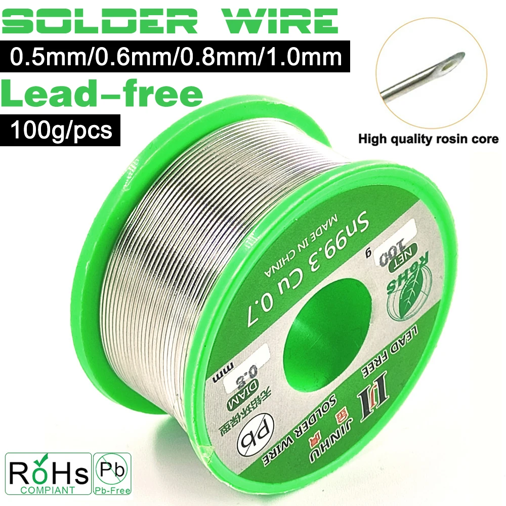 100g 0.5/0.6/0.8/1.0mm Lead Free Soldering Tin Wire Rosin Core Solder Sn99.3 Cu0.7 Welding Wires