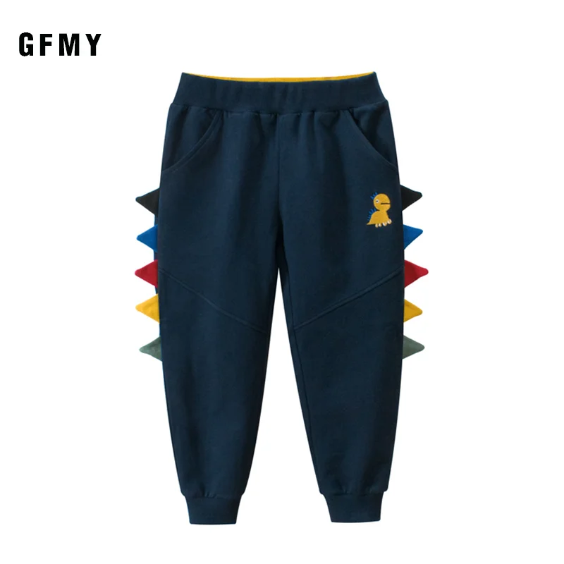 GFMY/ спортивные штаны; Новинка; длинные однотонные штаны с вышитым динозавром и карманами для малышей; уличная одежда; Штаны для мальчиков 24 месяца