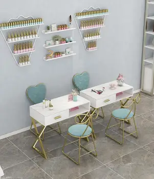 

European special price net red marble manicure table and chair set