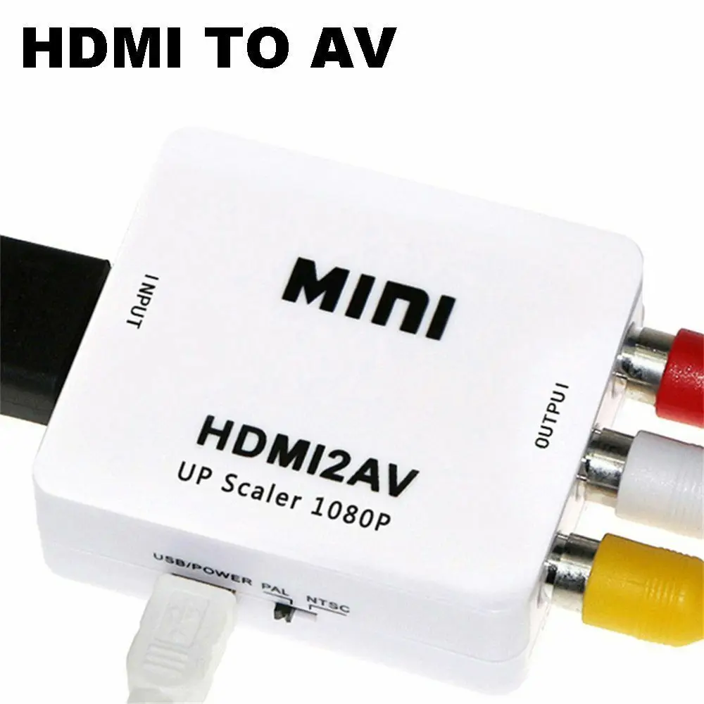 

ABOLFAZL HDMI TO AV Scaler Adapter HD Video Converter Box HDMI to RCA AV/CVSB L/R Video 1080P HDMI2AV Support NTSC PAL