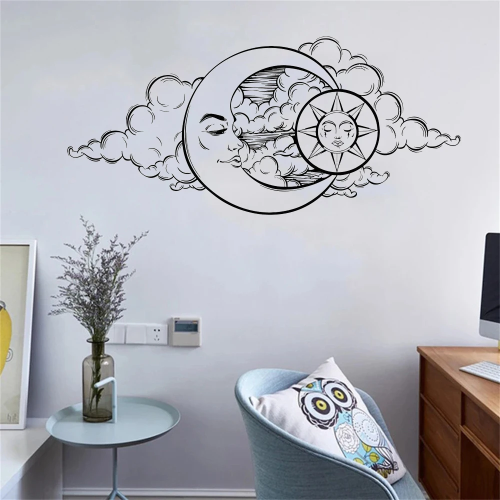 

Vinyl Wall Decal Moon Sky Sun Night Bedroom Design Stickers Unique Gift