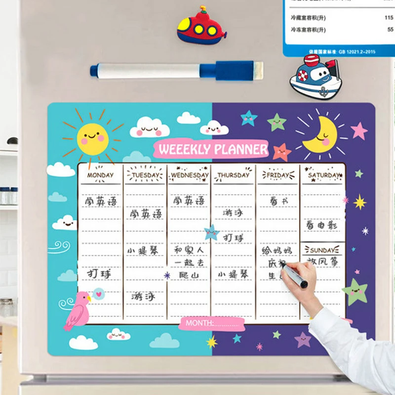 Magnetic Weekly Monthly Planner 2021 Calendar Schedule  Dry Erase Board Markers for Wall Message Drawing Fridge Magnet Stickers