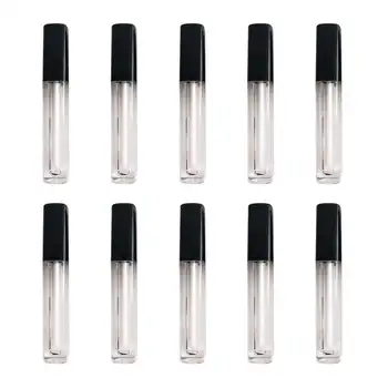 

10pcs 2.5ml Square Lip Gloss Tube Black Cap Lip Glaze Tube Empty Tube Glaze Tube Empty Refillable Bottle Cosmetics Accessories