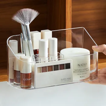 

Fashion Cosmetics Jewelry Grid Glove Storage Box Transparent Dormitory Desktop Student Network Red Dressing Table Storage Rack