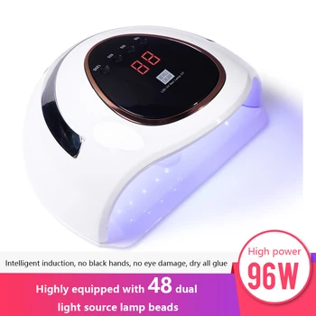 

2020 New 96W Ultraviolet Nail Lamp 4 Gears Adjustable Smart Nail Lamp LED Light Gel Curing Professional Nail Dryer